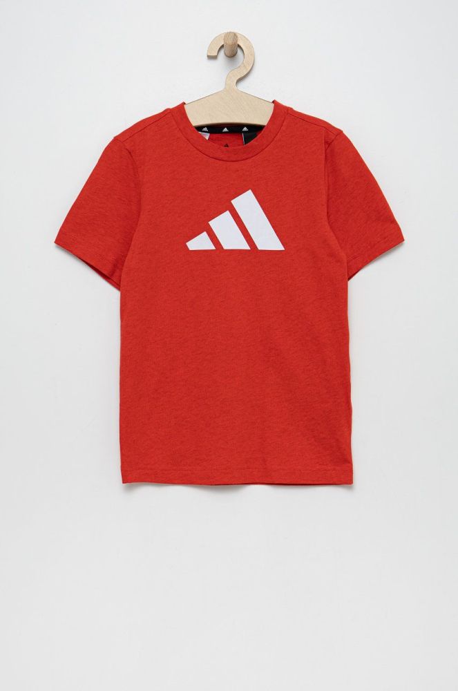 Дитяча бавовняна футболка adidas Performance HG8863 колір червоний меланж