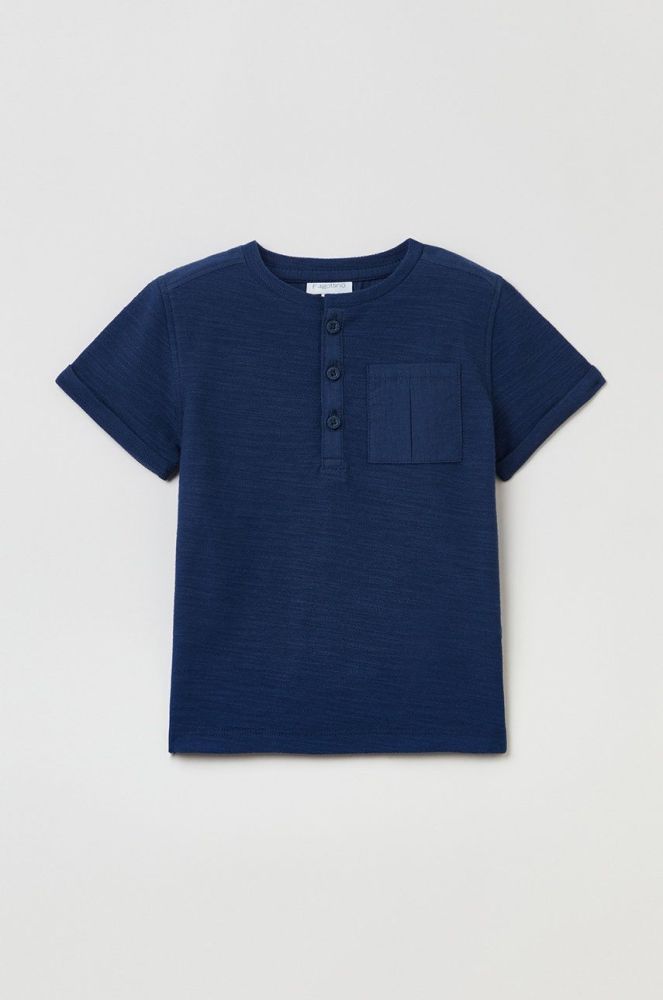 Дитяча бавовняна футболка OVS колір синій однотонний
