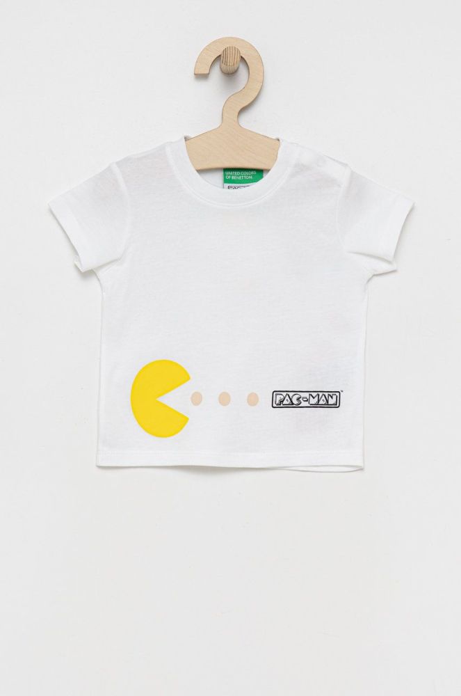 Дитяча бавовняна футболка United Colors of Benetton колір білий з принтом (2032396)