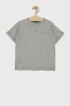Дитяча бавовняна футболка United Colors of Benetton колір сірий гладкий
