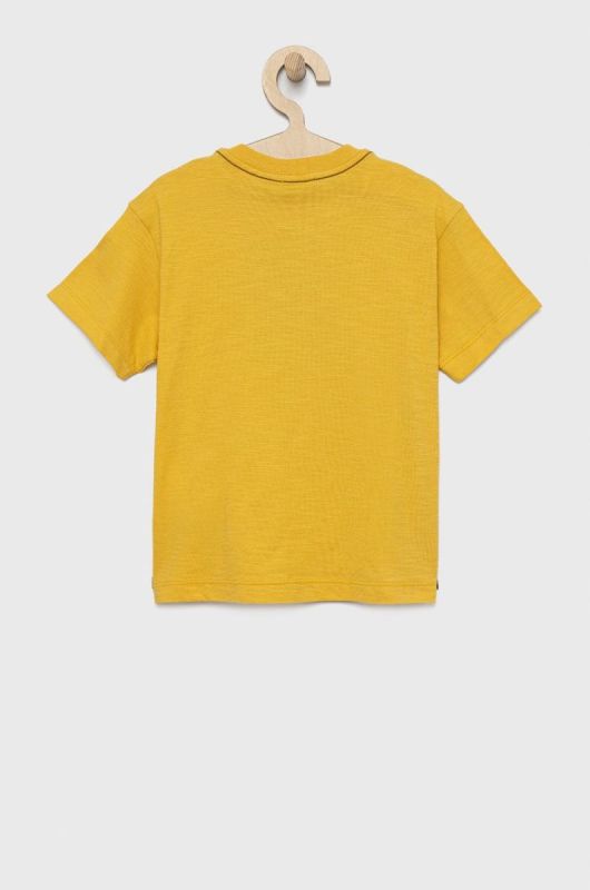 Дитяча бавовняна футболка United Colors of Benetton колір жовтий з принтом (2305291) фото 2