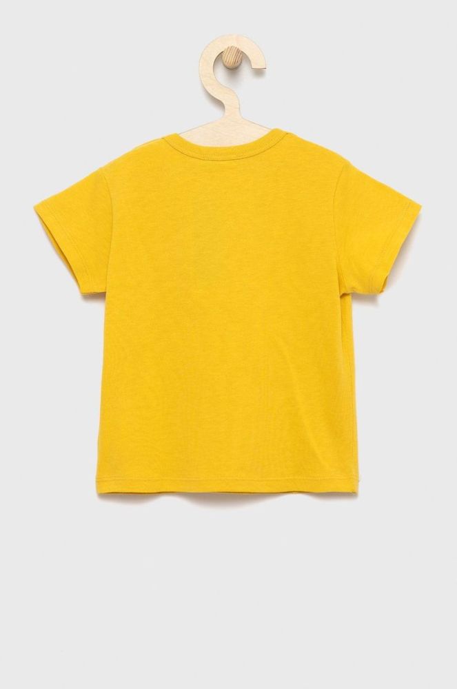 Дитяча бавовняна футболка United Colors of Benetton колір жовтий з принтом (2305373) фото 2