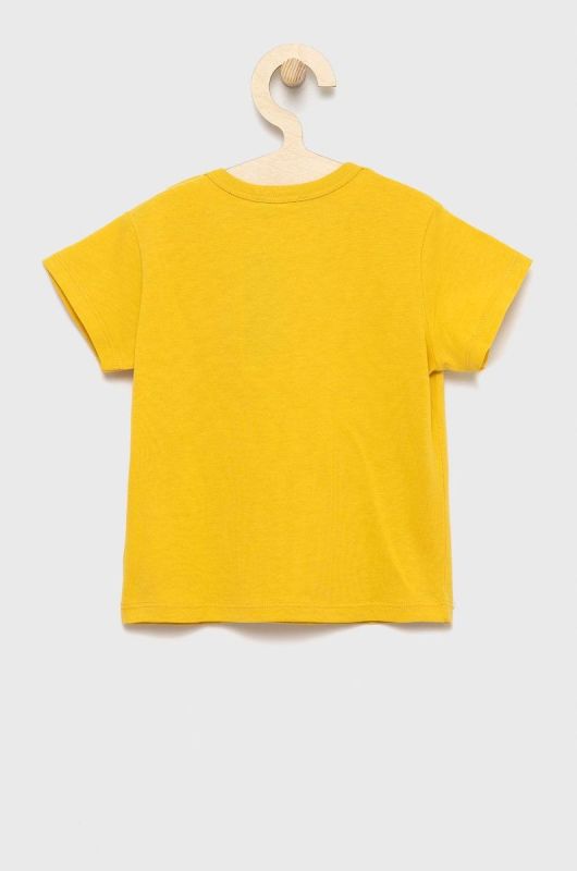Дитяча бавовняна футболка United Colors of Benetton колір жовтий з принтом (2305373) фото 2