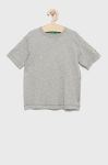 Дитяча бавовняна футболка United Colors of Benetton колір сірий однотонний (2366726)