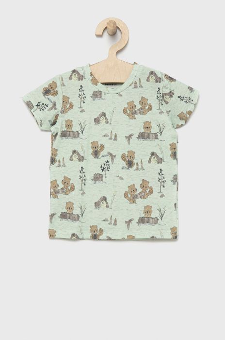 Дитяча футболка Name it колір зелений візерунок