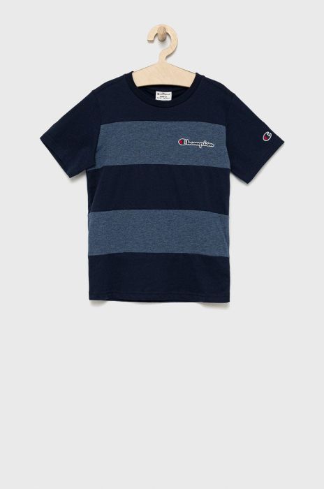 Дитяча бавовняна футболка Champion 305959 колір синій з аплікацією