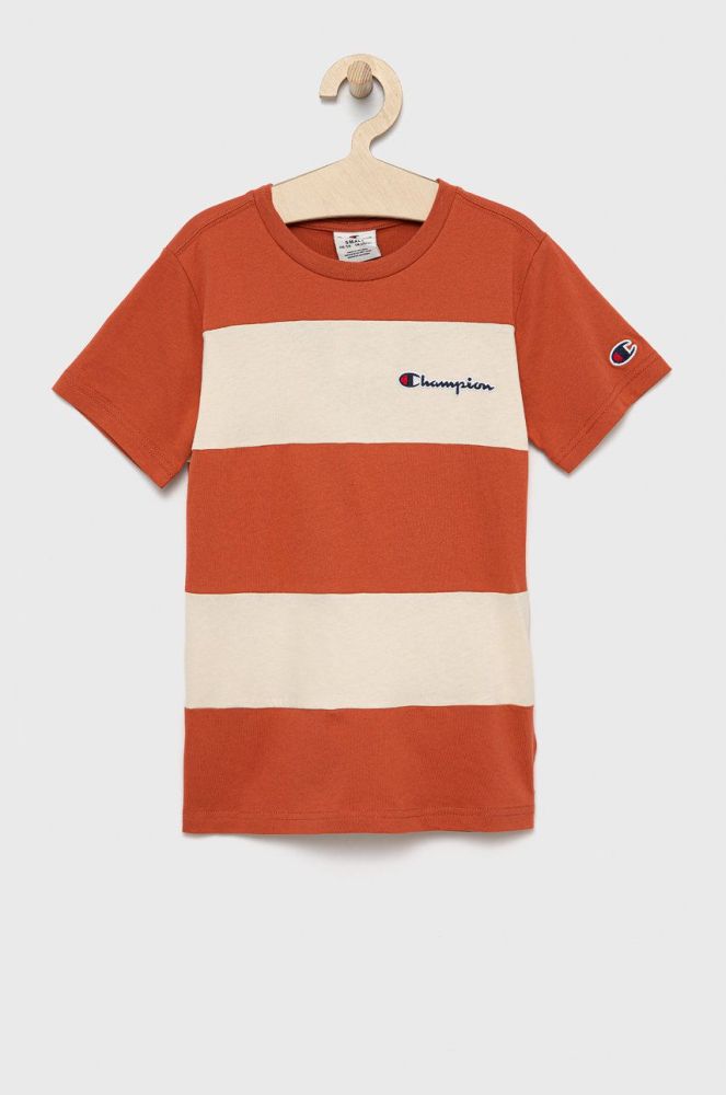 Дитяча бавовняна футболка Champion 305959 колір помаранчевий з аплікацією