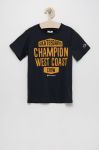 Дитяча бавовняна футболка Champion 305993 колір синій з принтом