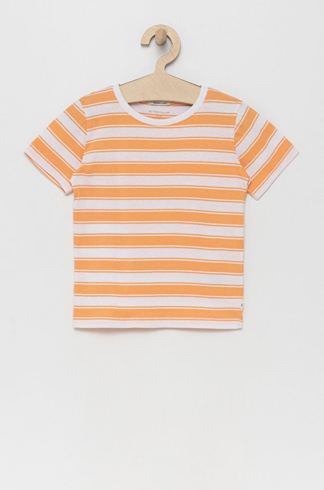 Дитяча бавовняна футболка Tom Tailor колір помаранчевий візерунок