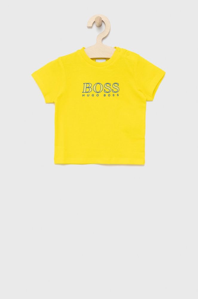 Дитяча футболка Boss колір жовтий з принтом