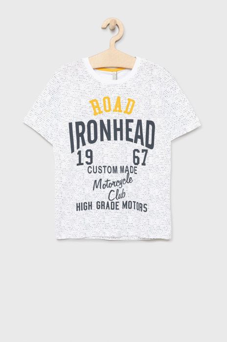 Дитяча бавовняна футболка Birba&Trybeyond колір білий візерунок (2190634)