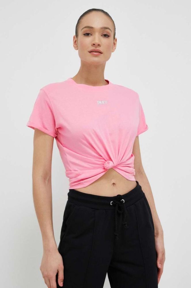 Бавовняна футболка Dkny колір рожевий (3183403) фото 4