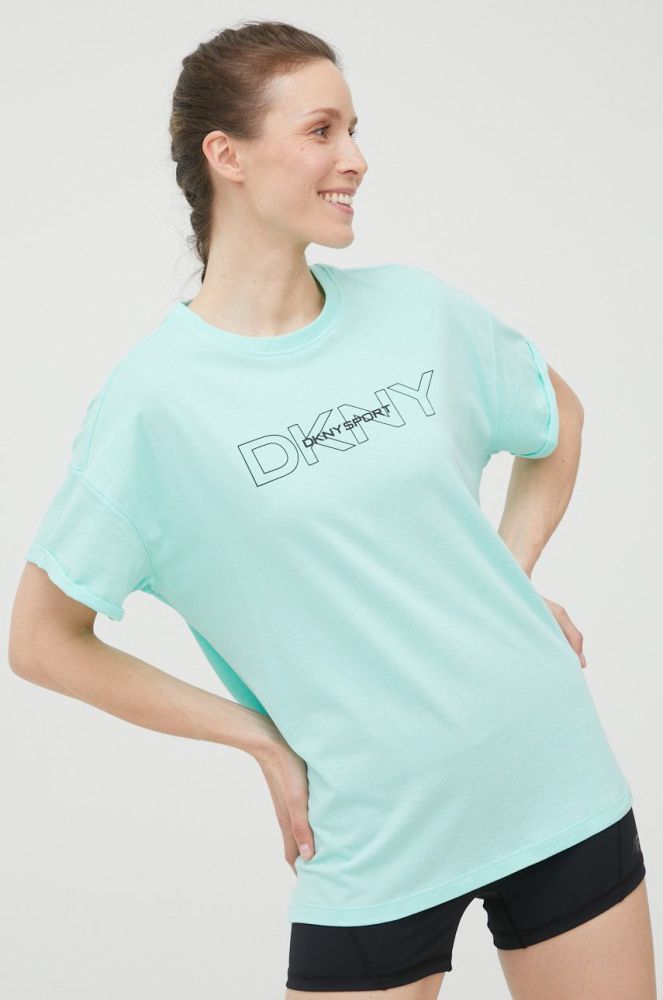 Бавовняна футболка Dkny колір бірюзовий