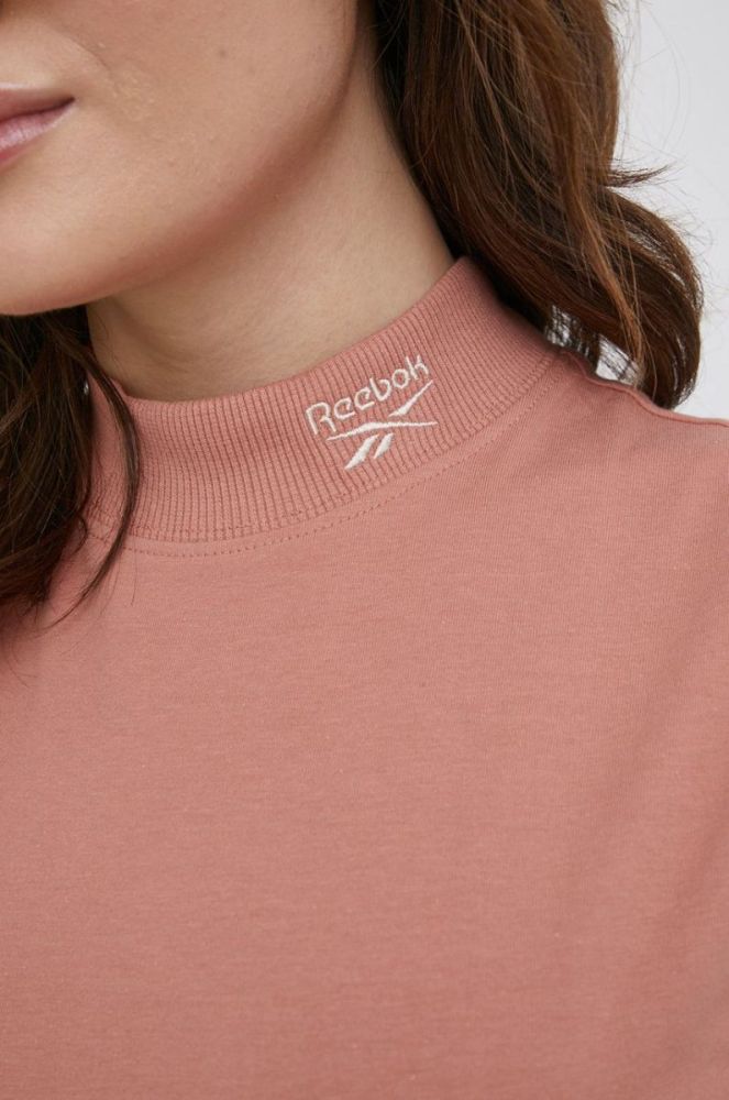 Футболка Reebok Classic HB8653 жіночий колір помаранчевий півгольф фото 5