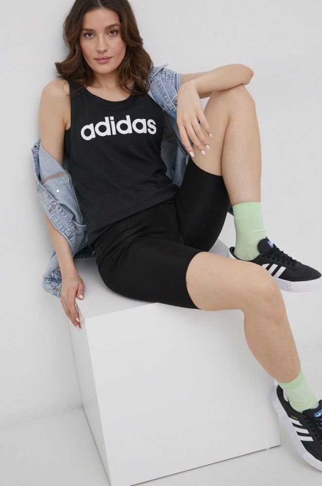 Бавовняний топ adidas GL0566 колір чорний фото 2