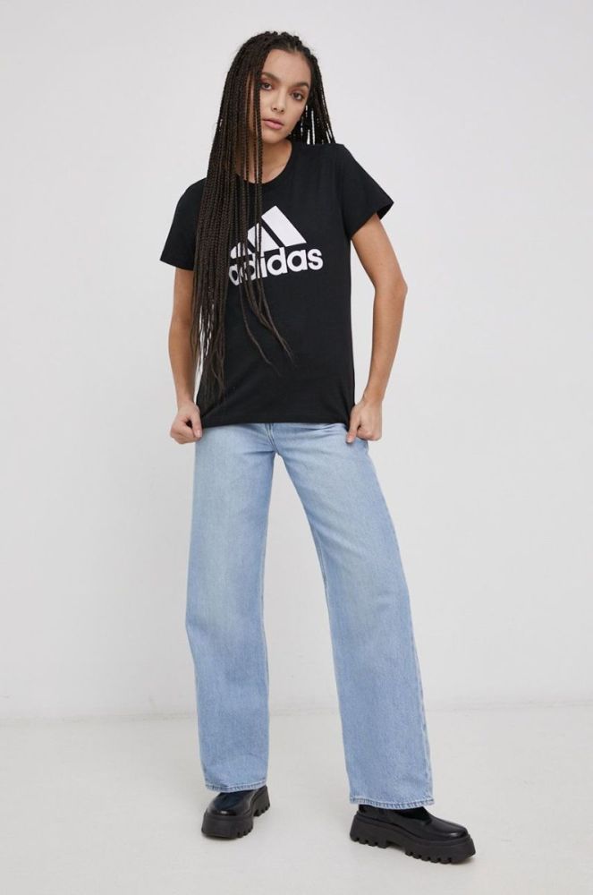 Бавовняна футболка adidas GL0722 колір чорний фото 2