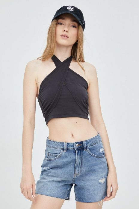 Топ Noisy May жіночий колір сірий оголене плече