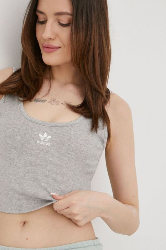 Топ adidas Originals HF3398 жіночий колір сірий HF3398-MGREYH