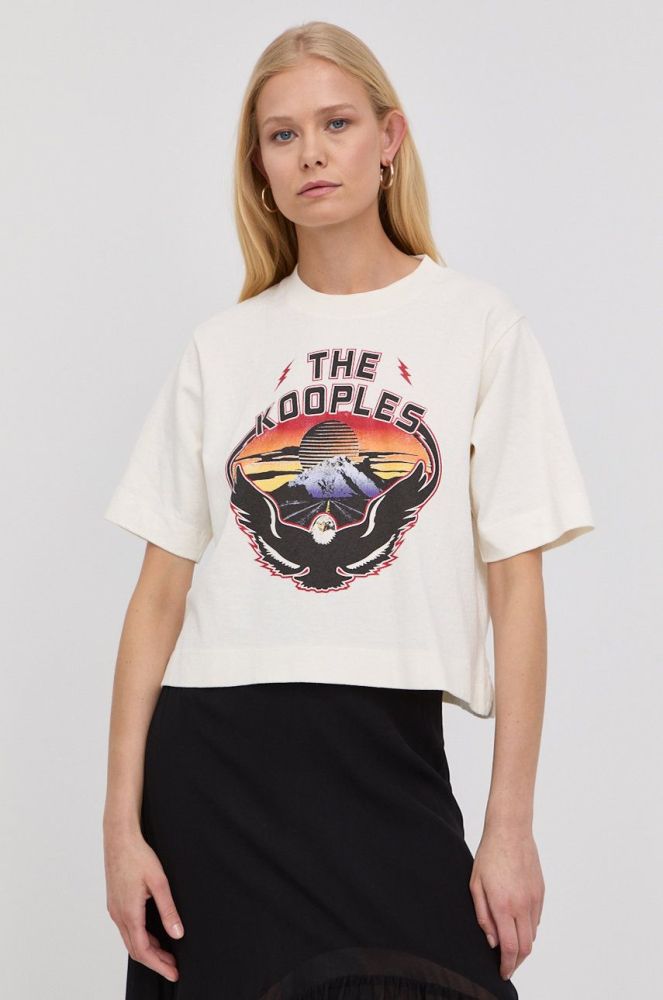 Бавовняна футболка The Kooples колір бежевий (2178847)
