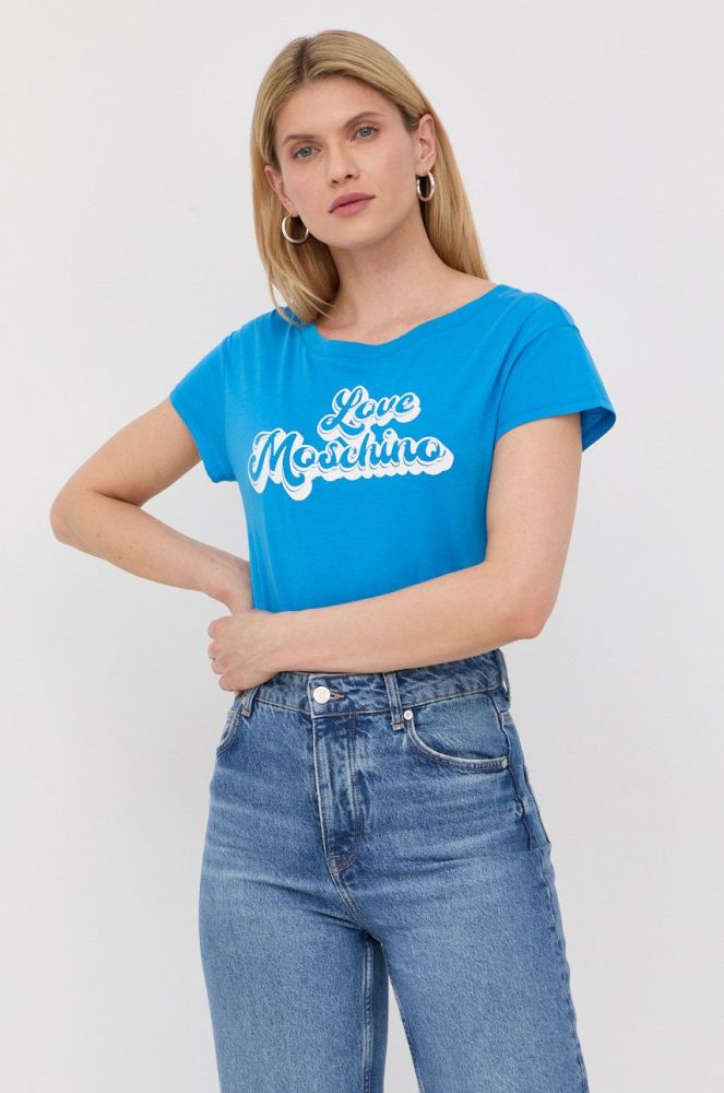 Бавовняна футболка Love Moschino колір блакитний (2292746)