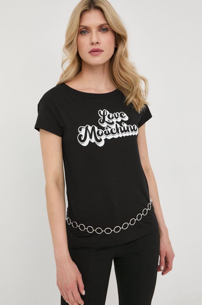Бавовняна футболка Love Moschino колір чорний (2292754)