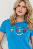 Бавовняна футболка Love Moschino колір блакитний (2299560)