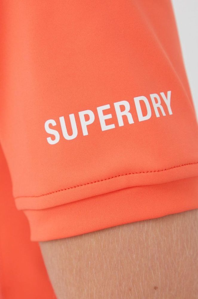 Футболка Superdry жіночий колір помаранчевий півгольф фото 5