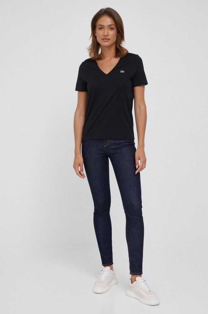 Бавовняна футболка Lacoste колір чорний TF8392-CPM фото 2