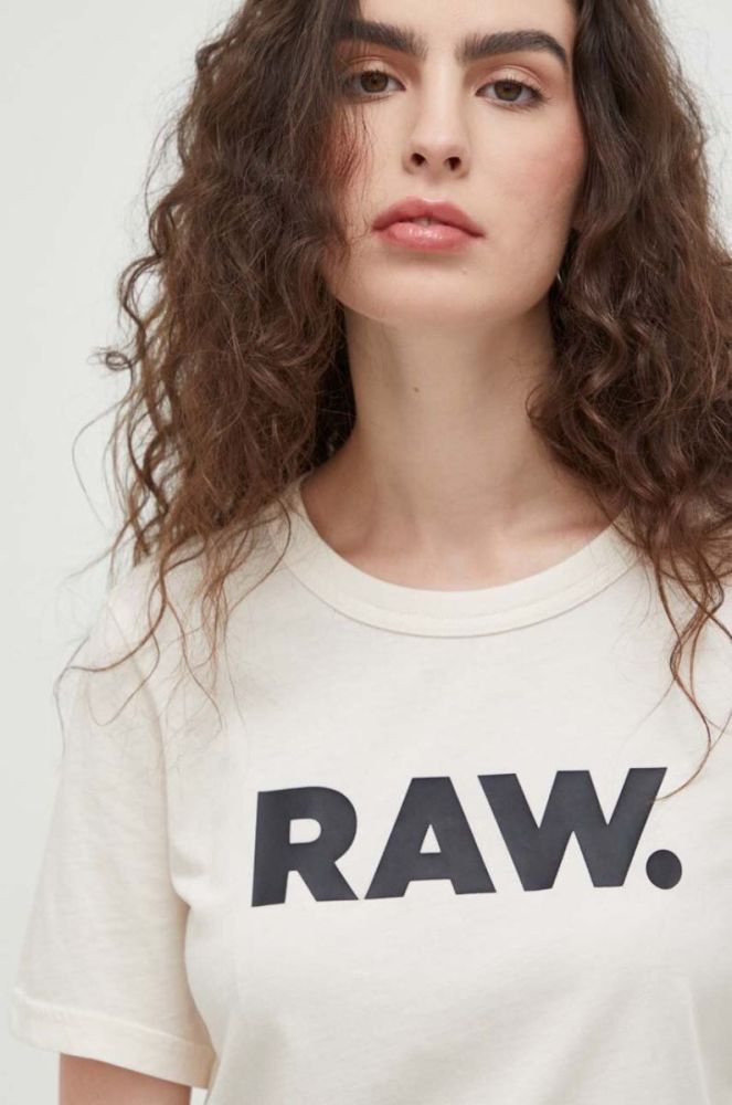 Бавовняна футболка G-Star Raw колір бежевий (3417535) фото 4