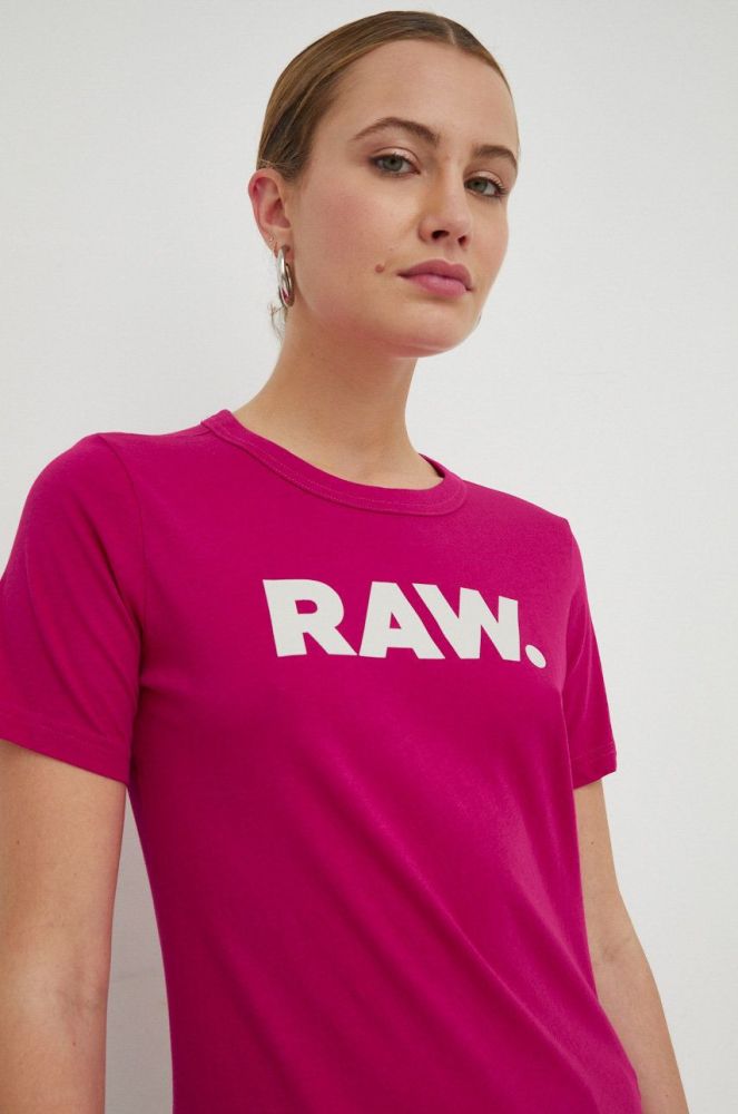 Бавовняна футболка G-Star Raw колір рожевий (2682308)