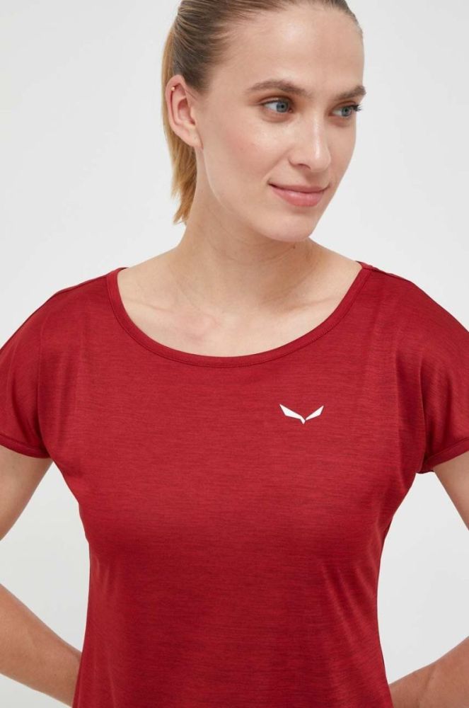 Спортивна футболка Salewa Puez Melange колір бордовий фото 4