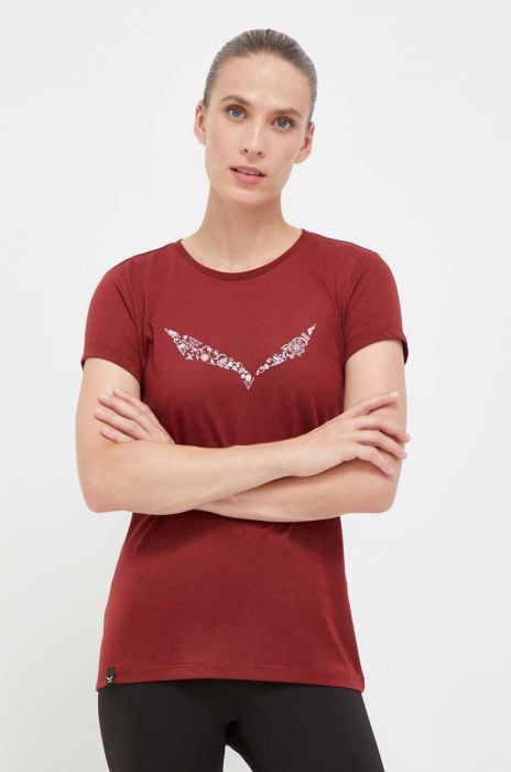 Спортивна футболка Salewa Solidlogo колір бордовий