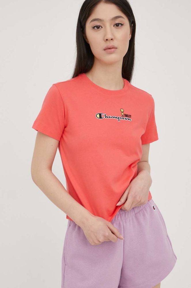 Бавовняна футболка Champion Champion X Smiley 115936 колір рожевий 115936-KK001