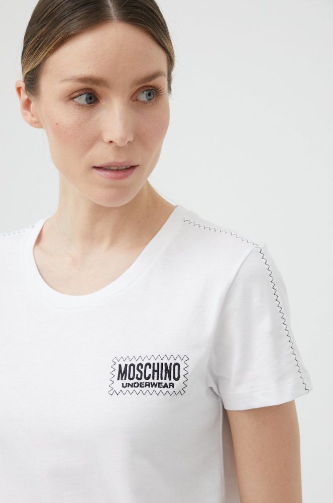 Бавовняна піжамна футболка Moschino Underwear колір білий