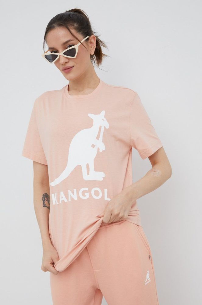 Бавовняна футболка Kangol колір рожевий KLEU005.D-116