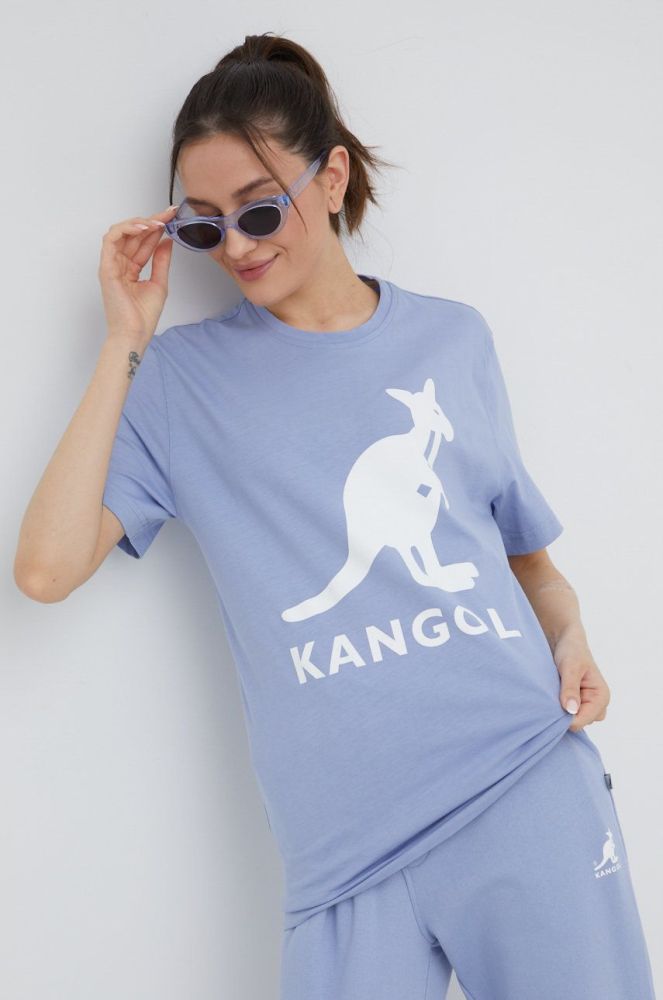 Бавовняна футболка Kangol KLEU005.D-116 колір блакитний