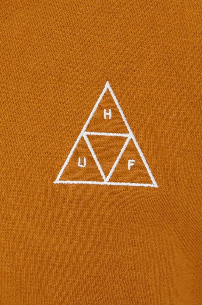 Бавовняна футболка HUF колір коричневий фото 5
