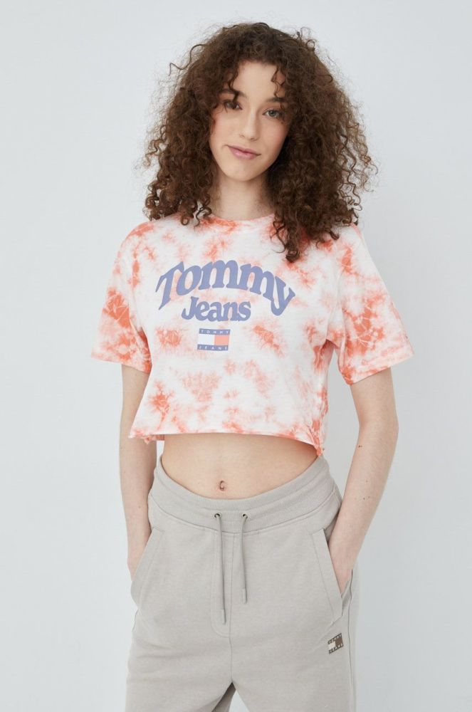 Бавовняна футболка Tommy Jeans колір рожевий (2413768)