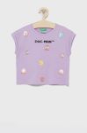 Дитяча бавовняна футболка United Colors of Benetton колір фіолетовий (2032452)