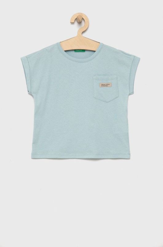 Дитяча бавовняна футболка United Colors of Benetton колір блакитний (2028956)