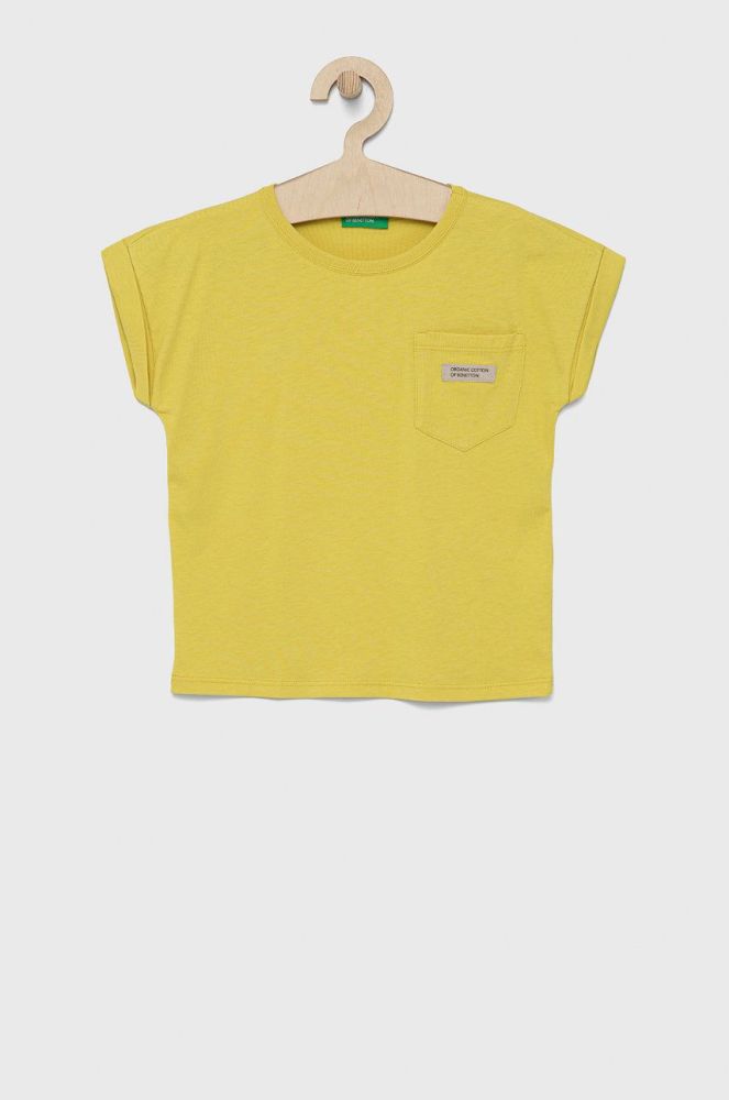 Дитяча бавовняна футболка United Colors of Benetton колір жовтий (2028945)