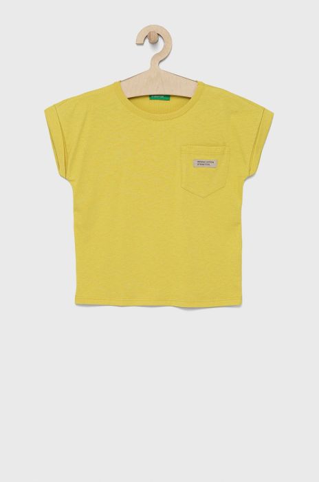 Дитяча бавовняна футболка United Colors of Benetton колір жовтий (2028945)