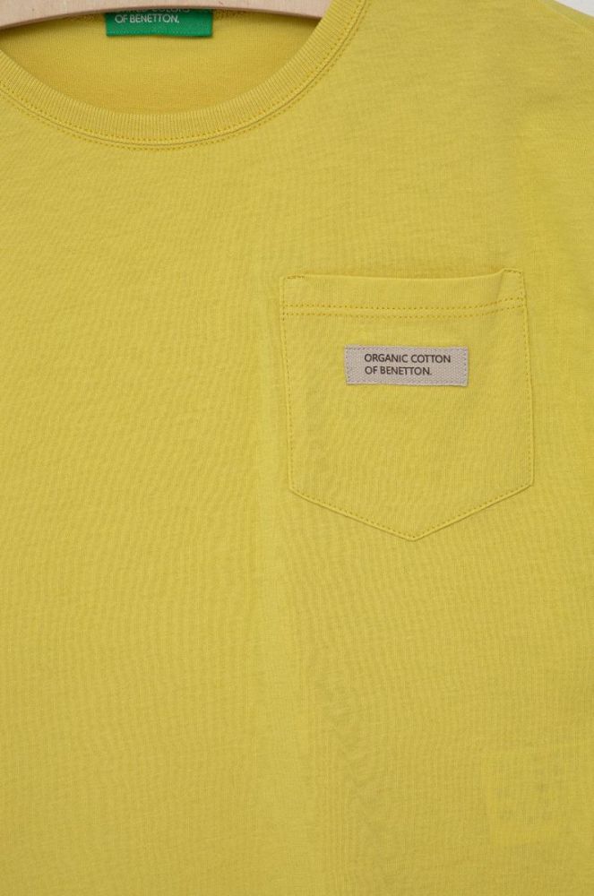 Дитяча бавовняна футболка United Colors of Benetton колір жовтий (2028945) фото 3