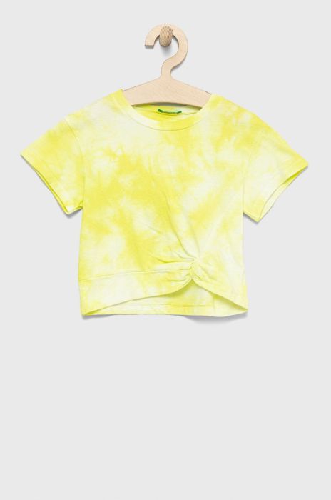 Дитяча бавовняна футболка United Colors of Benetton колір зелений (2409521)