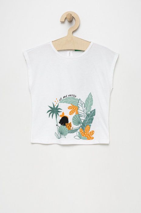 Дитячий бавовняний топ United Colors of Benetton колір білий (2324567)