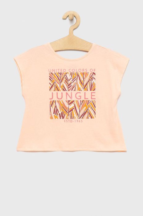 Дитяча бавовняна футболка United Colors of Benetton колір рожевий (2305893)