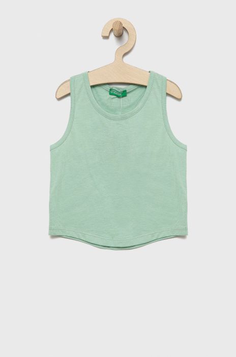 Дитячий бавовняний топ United Colors of Benetton колір зелений (2324615)