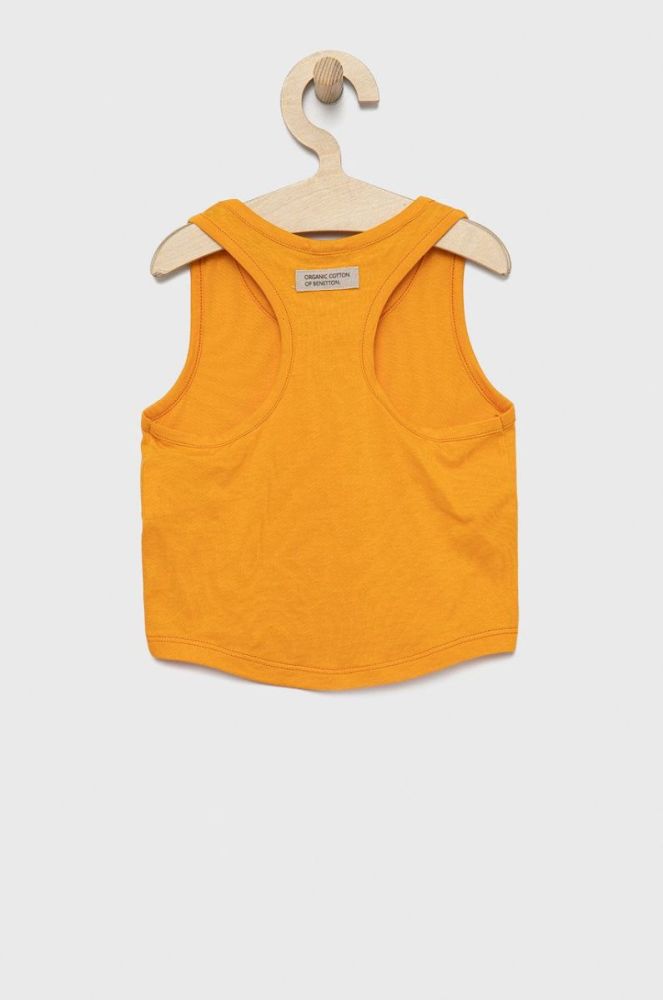 Дитячий бавовняний топ United Colors of Benetton колір помаранчевий фото 2