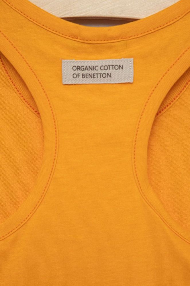 Дитячий бавовняний топ United Colors of Benetton колір помаранчевий фото 3