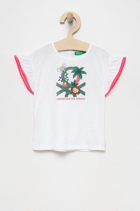 Дитяча бавовняна футболка United Colors of Benetton колір білий (2324629)